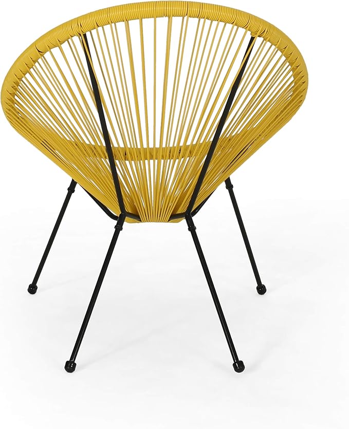 Christopher Knight Home Outdoor Hammock Weave Chair with Steel Frame (Set of 4) - Yellow and Black Finish