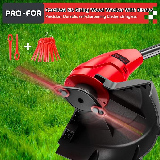 20V Lightweight Stringless Grass Trimmer, Battery Powered Weed Eater, Cordless Electric Weed Trimmer with Battery and Charger