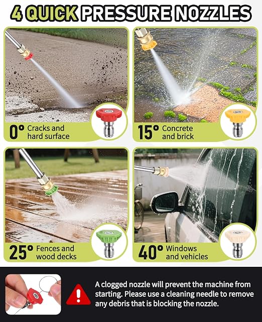 Electric Pressure Washer, 1700 PSI with 23FT Cord, 4 Quick Nozzles, Foam Cannon Electric Power Washers for Car, Garden, Patio, Driveways