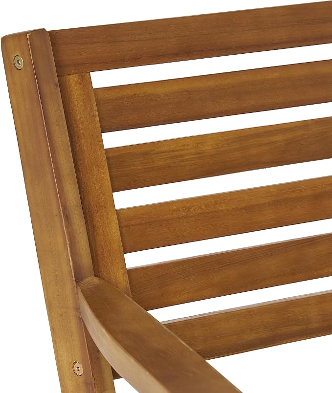 Merax Outdoor Dining Chairs Set of 2, Acacia Wood Chair with Armrests and Cushons, Patio Chair for Porch Deck Garden Lawn Backyard Poolside, Teak Finish, Bear 400LBS