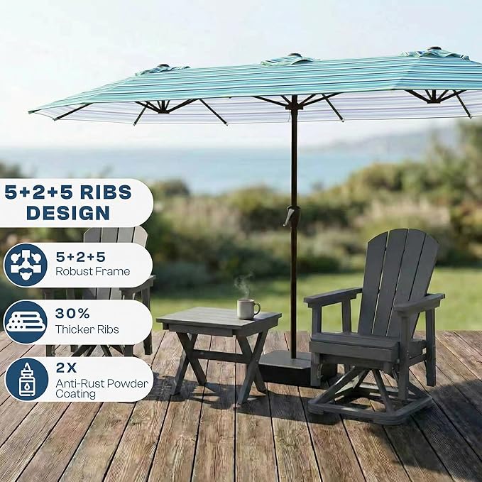 15FT Large Patio Umbrella with Base Included