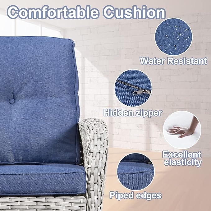 Belord 4 Pieces Patio Furniture Set for Porch Deck Balcony Outdoor, Wicker Chair Sectional Sofa Set, Outdoor Conversation Sets Include Chairs Loveseat Couch and Coffee Table
