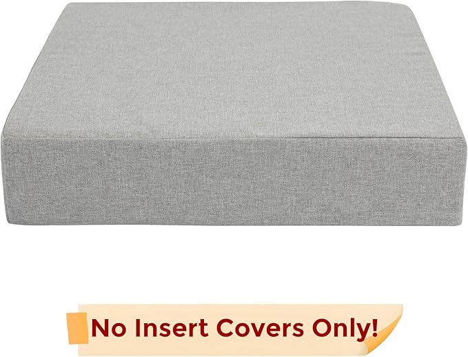 FUNHOME Outdoor Cushion Covers 20 x 20 x 4 inch,Set of 2,Non-Slip Grips Bottom,Replacement Cushion Covers for Garden Patio Furniture Couch Chair,Fade-Resistant Slipcover Only,No Insert(Light Gray)