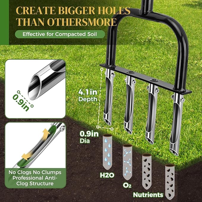 2-in-1 Lawn Aerator & Weeding Tool Set, SnowShovel - Multifunctional Garden Soil Aerator,Weed Remover, and Snow Shovel for SmallLawns, Tight Corners, and Yard Care