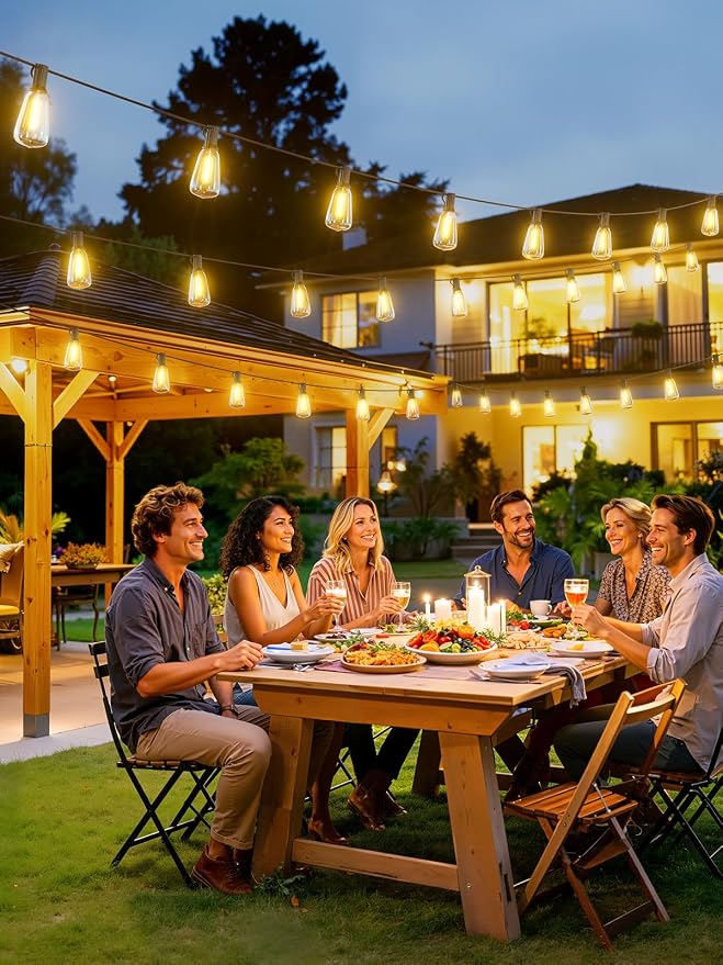 Svater Solar Outdoor String Lights 75 FT, ST38 Patio Lights Shatterproof Dimmable Vintage Edison Bulbs, Solar Powered Weatherproof Light for Patio, Backyard, Garden, Bistro, Warm White