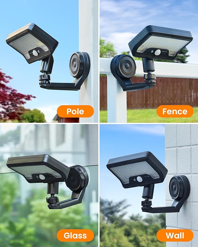 Magnetic Solar Lights Outdoor with Motion Sensor, 92LEDs 600 LM Bright Solar Fence Lights, IP65 Waterproof Security Lights with Strong Magnets for Deck, Patio, RV, Camper (2Pack)