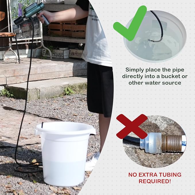 HOOYEAH Portable Cordless Water Sprayer, Lithium Battery Powered Hand-held Sprinkler, Maximum 217 PSI, Five in one Nozzle and Foam Tank, Suitable for Cars, Bicycles, terraces
