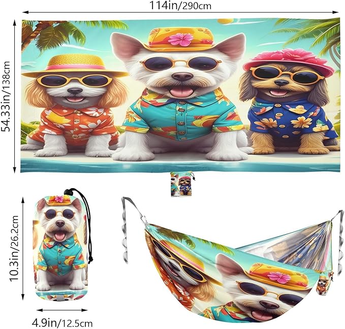Hammocks for Outside Cute Pets Camping Hammock Portable Hammocks with Tree Straps and Carry Bag Camping Accessories for Hiking Beach Outdoor