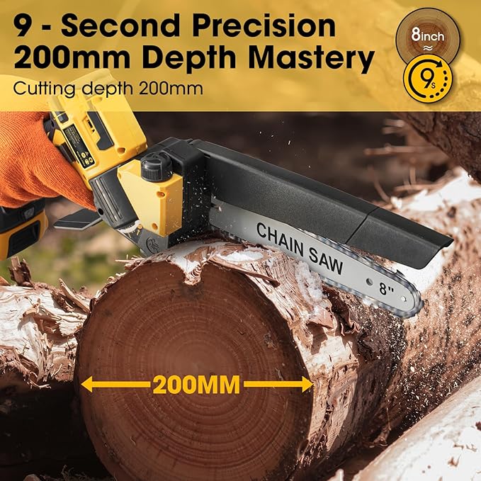 Chainsaw for Dewalt 20V MAX Battery, 8-Inch Brushless Cordless Pruning Chainsaw, 24.6FT/S Fast Powerful Cutting, 4000RPM Electric for Wood Cutting(Battery Not Included)