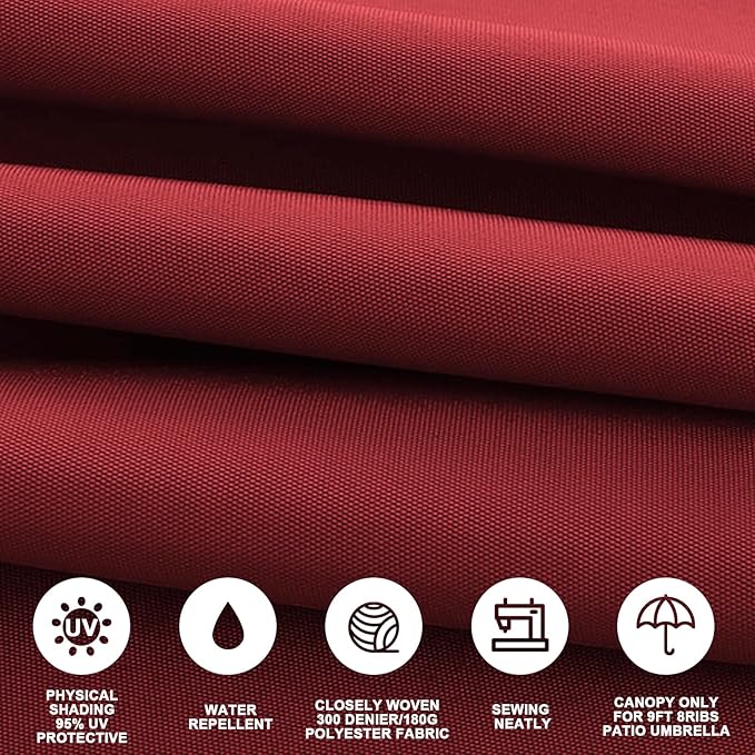 Patio Umbrella 9 ft Replacement Canopy for 8 Ribs-Canopy Only