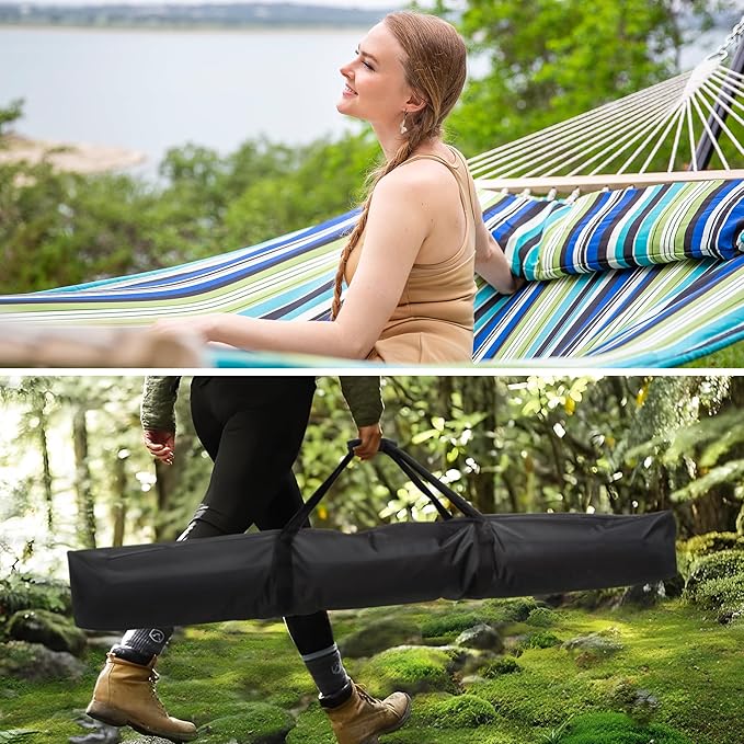 SUNCREAT Double Hammocks for Outside, Self Standing Hammock with 12ft Stand Set, Hammock Storage Bag Carrying Bag