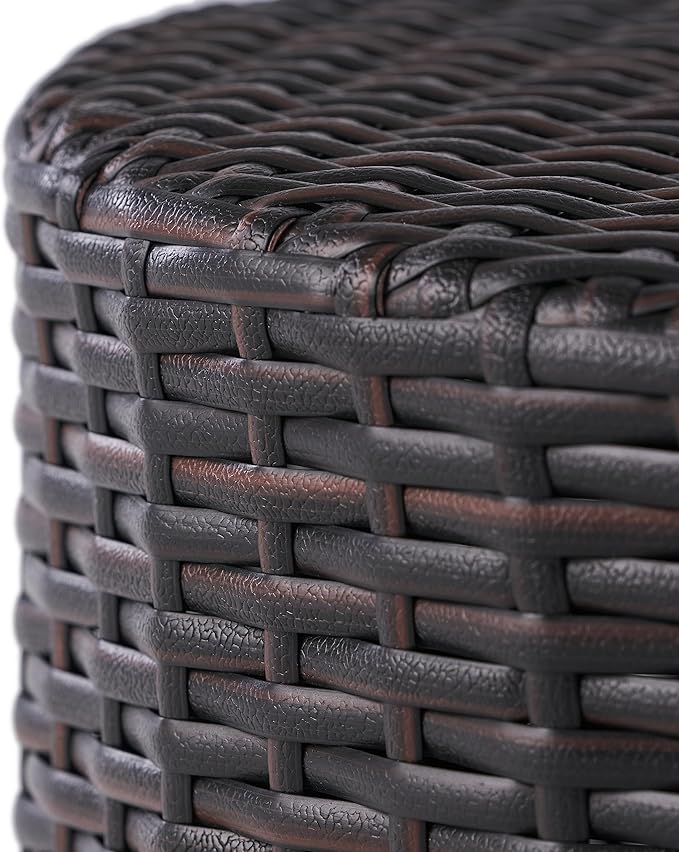 Wicker Rattan Side Table, Outdoor Round Rattan Coffee End Table for Patio Porch Lawn