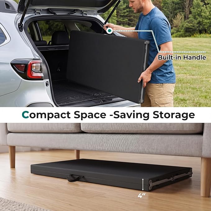 Goplus 8ft Plastic Folding Table, 350 LBS Outdoor Heavy Duty Folding Tables with HDPE Tabletop, Handle, Lock, Foldable Rectangle Portable Utility Card Table for Picnic, Party, Camping, Dining