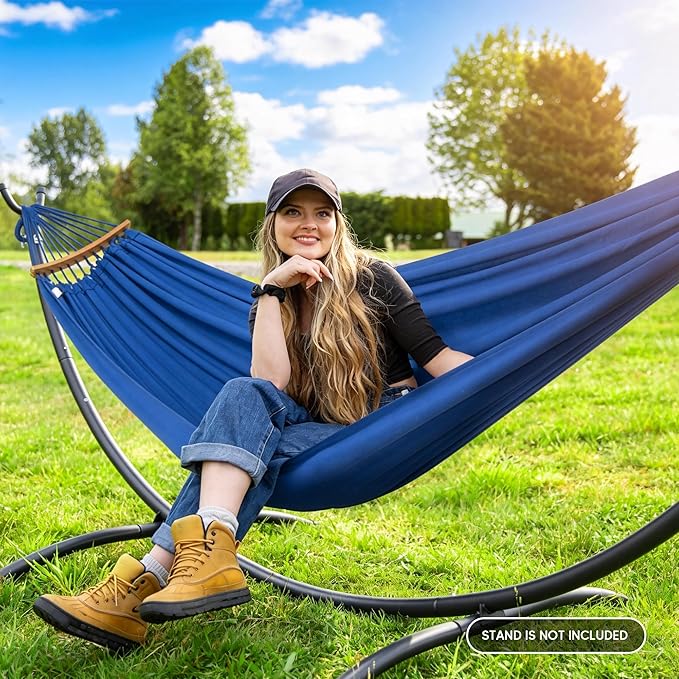 SUNCREAT Hammocks Outdoor Camping Double Hammock, Extra Large 2 Person Hammock for Camping, Navy