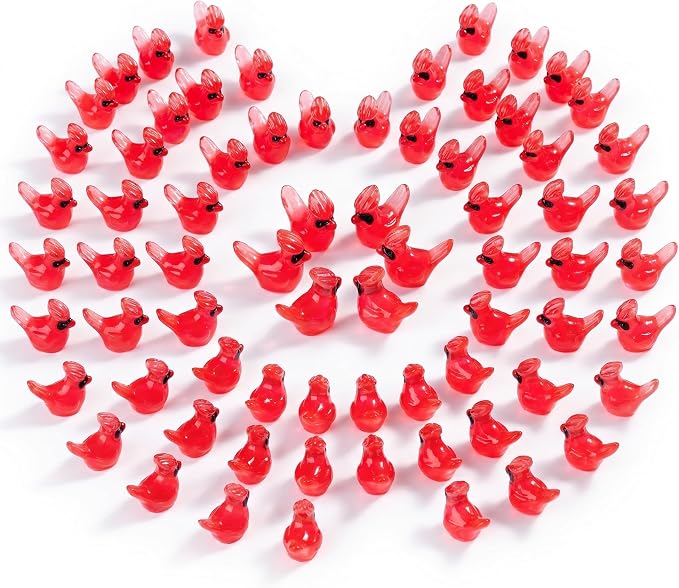 60 pcs Mini Resin Bird Many Styles Variety Tiny Luminous Animals Figures Miniature Little Small Animal Figurines Bulk for Micro Fairy Garden Landscape Accessories Hide Crafts Decor Aquarium