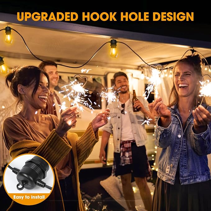 GvvooHome 100FT LED Outdoor String Lights, Commercial Grade Patio Lights with 30+2 Shatterproof S14 Edison Vintage Bulb for Outside Backyard Porch Balcony Party Cafe Decor