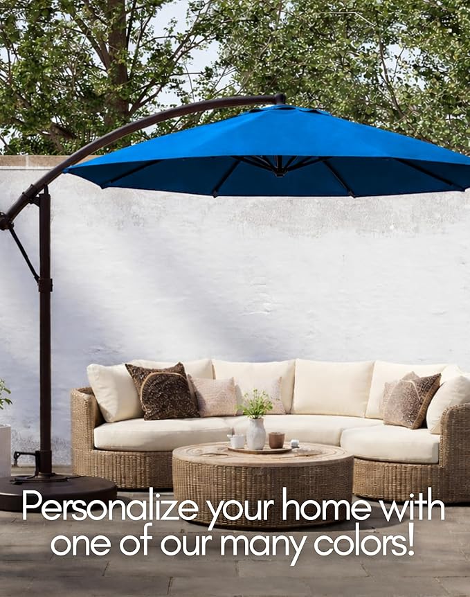 Formosa Covers Replacement Umbrella Canopy for 10ft 8 Rib Hanging Offset Cantilever Market Outdoor Patio Shades in Red Ribs Length 58" to 60" (Canopy Only)