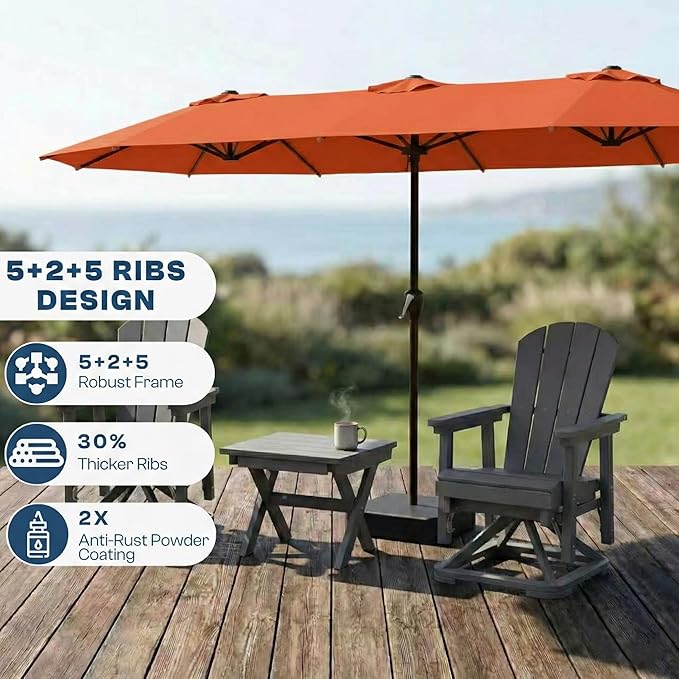 15FT Large Patio Umbrella with Base Included