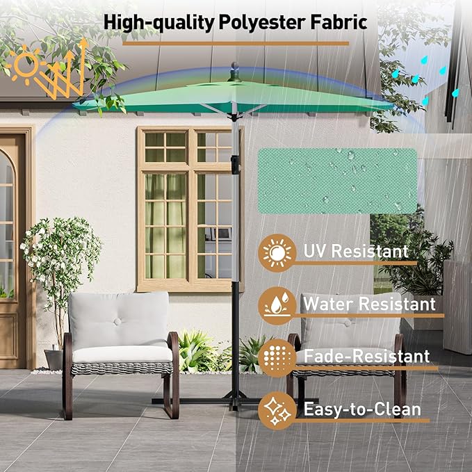 COSIEST Offset Patio Umbrella, Cantilever Hanging Outdoor Umbrella w/360-degree Rotation, Handy Crank, UV/Waterproof Canopy, 6 Ribs for Market, Backyard, Poolside, Garden