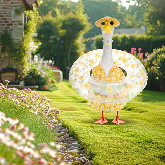Porch Goose Outfit Summer Hawaiian Fishing Porch Goose Outfit Clothes Costume for 23 In Statue Garden Yard Decor