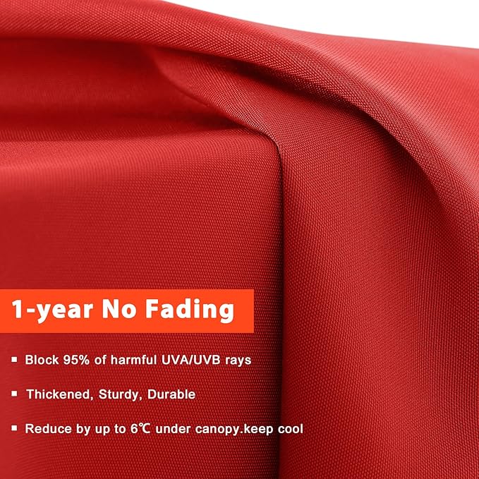 MASTERCANOPY Valance Patio Umbrella 10 ft Replacement Canopy for 8 Ribs-Red Canopy Only