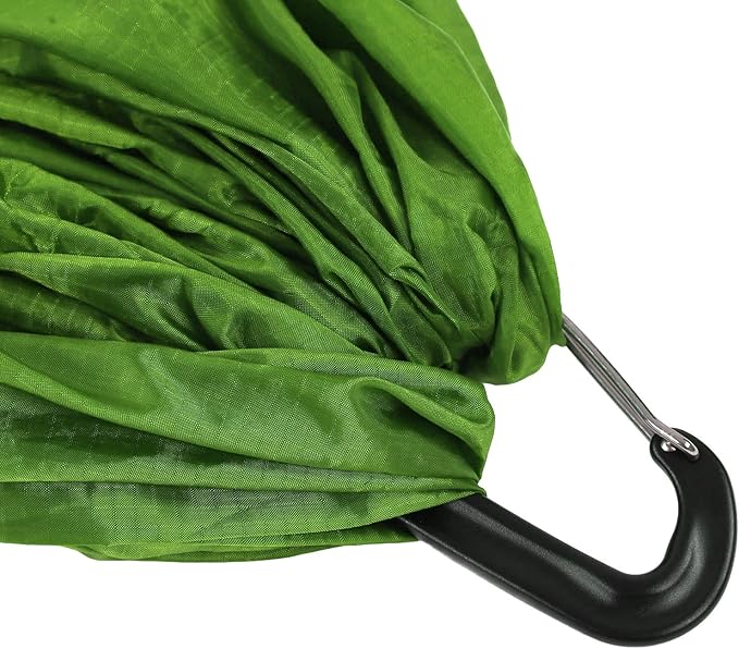 Portable Parachute Camping Hammock, Lightweight Outdoor Hammock with Aluminum Snap Hooks and Storage Bag for Hiking, Travel, and Picnics, 200kg Load Capacity (Grass Green)