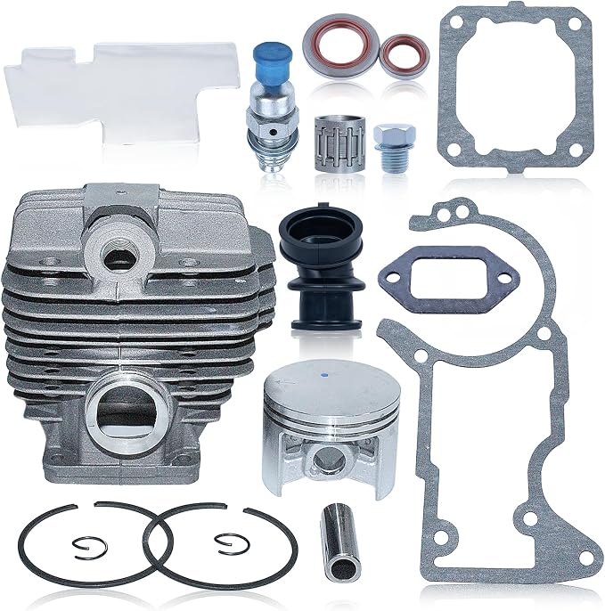 MS440 044 Cylinder Piston Kit for Stihl 044 MS 440 Magnum Chainsaw Parts, 52mm Big Bore Top End Rebuild Pop Up Kit with Gasket Set For Stihl 044 MS440 Chain Saw (12mm Piston Pin) 1128 020 1227