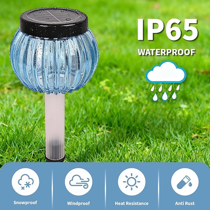DOUBLEZHE 8Pack Solar Christmas Pathway Lights Outdoor Waterproof, Multicolor & Warm White Changing LED Outdoor Solar Lights Christmas Decorations with Auto On/Off for Garden, Yard, Patio, Walkway