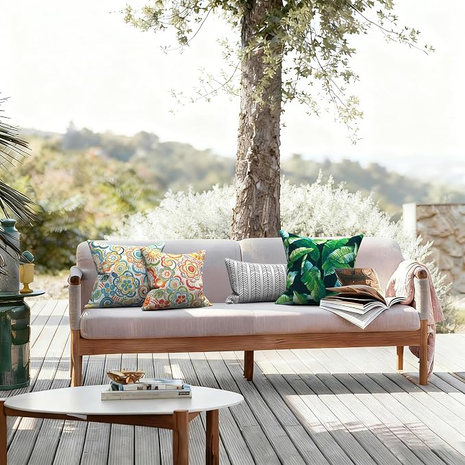 LVTXIII Outdoor/Indoor Throw Pillows, Decorative Throw Pillows with Inserts, 18"x18" Square Pillows for Bed, Couch, Sofa and Patio Furniture, Set of 2, Flower Blue
