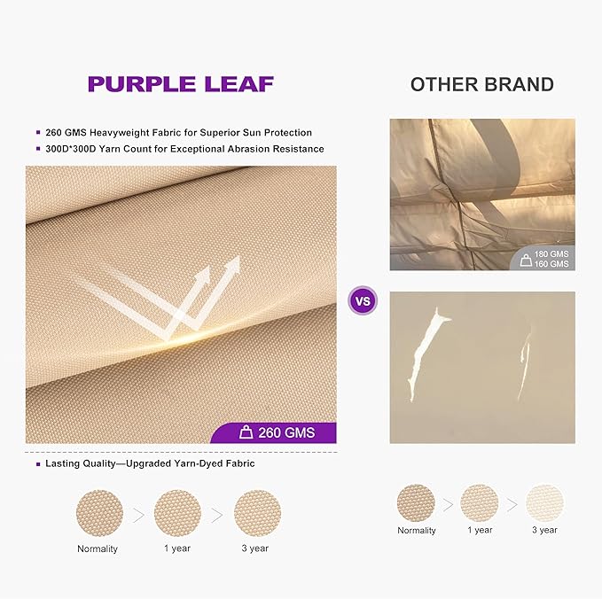 PURPLE LEAF 11' X 13' Outdoor Pergola with Retractable Canopy Aluminum Shelter for Porch Garden Beach Sun Shade Grape Trellis Pavilion Grill Gazebo Modern Backyard Deck Metal Patio Pergola Beige
