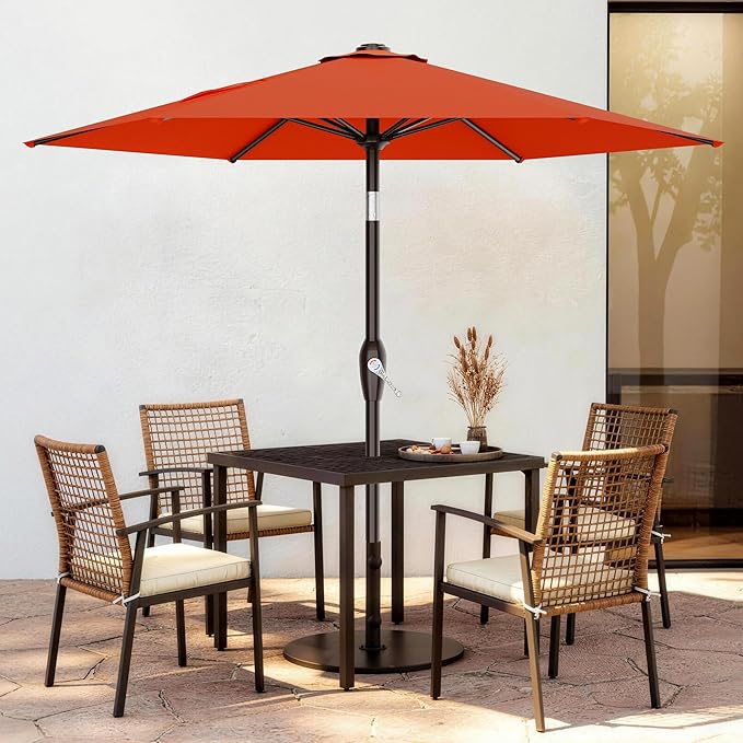 AreShark 7.5FT Patio Umbrella Table Market Umbrella w/Tilt and Crank, Heavy-Duty Outdoor Umbrellas for Pool, Deck, Garden and Backyard, Orange