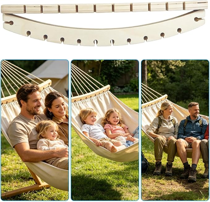 Wood Hammock Spreader Bar - 2 Pack Detachable Hammock Spreader Bar Replacement Set, Solid Wood Construction for Stability and Comfort, Suitable for Camping, Backyard Relaxation, Patio, Garden