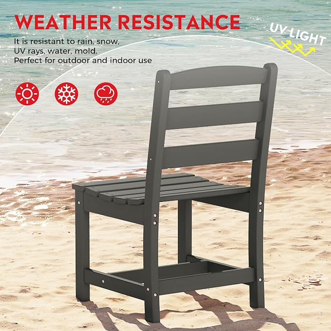 Costaelm Palms 5-Piece HDPE Outdoor Square Patio Dining Table Set with Armless Side Chairs, Gray