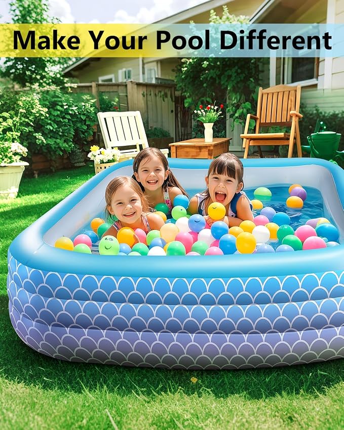 2025 Upgrade Inflatable Pool for Kids and Adults-130"*72"*22" Full-Sized Inflatable Swimming Pool Leakproof Blow Up Above Ground for Backyard Outdoor Garden Summer Water Party Pink