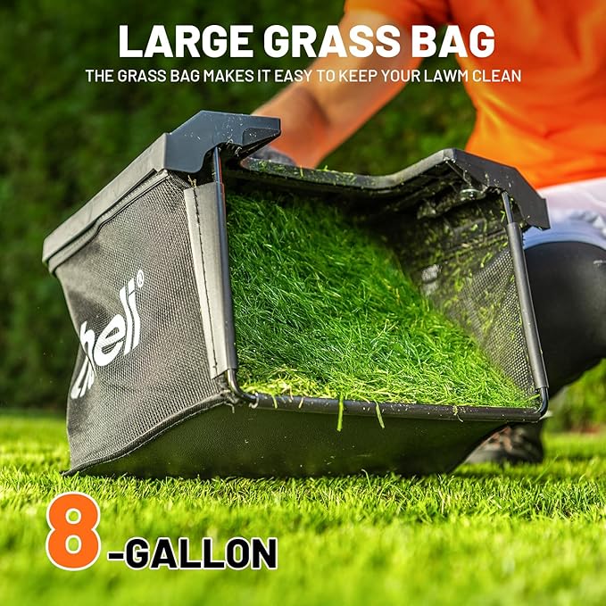 Litheli Electric Lawn Mower Cordless,Grass Cutter Machine for 1300 Sq.Ft. Lawnmower with Motor,13 in Cutting Width,8 Gallon Capacity,Cutting Height from 1 to 2.5 in 4.0 Battery