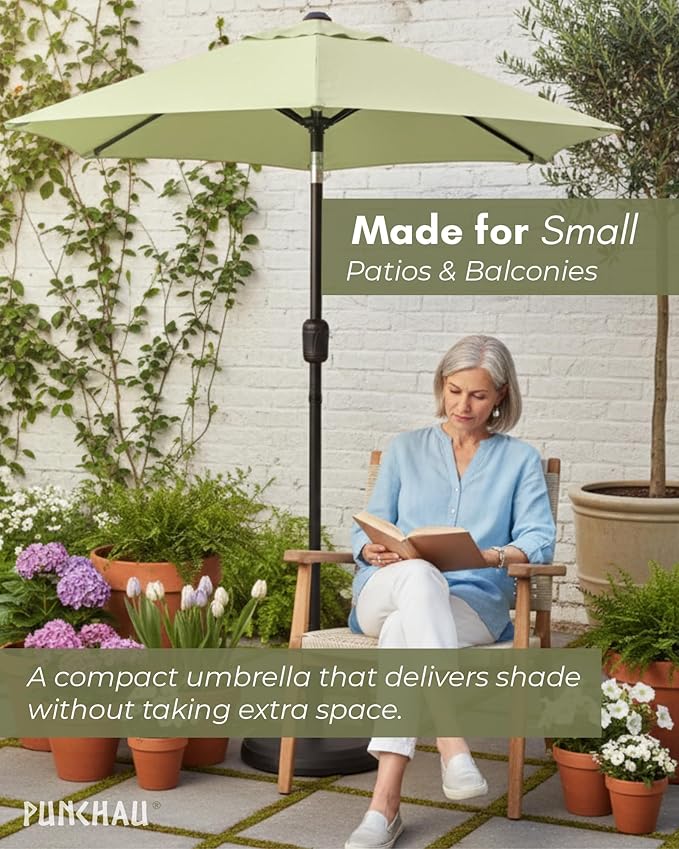 6 Ft Outdoor Patio Umbrella with Aluminum Pole, Easy Open/Close Crank and Push Button Tilt Adjustment - Sage Green Market Umbrellas