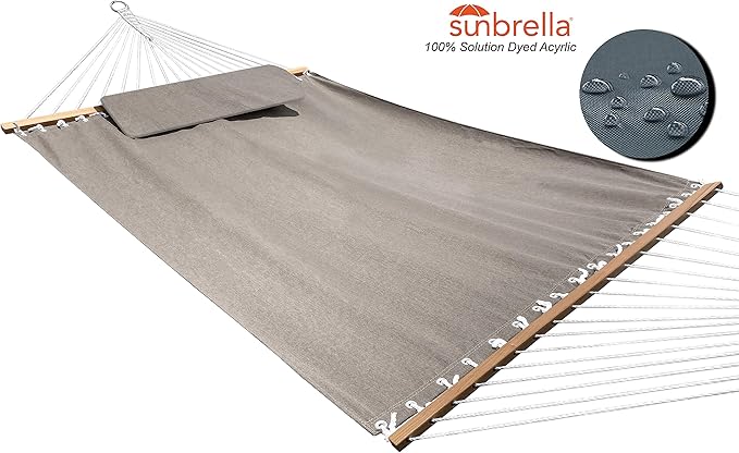 All-Weather Classic Outdoor Hammock with Pillow Deluxe Size Sunbrella® Fabric (Cast Ash (#40428-0000))