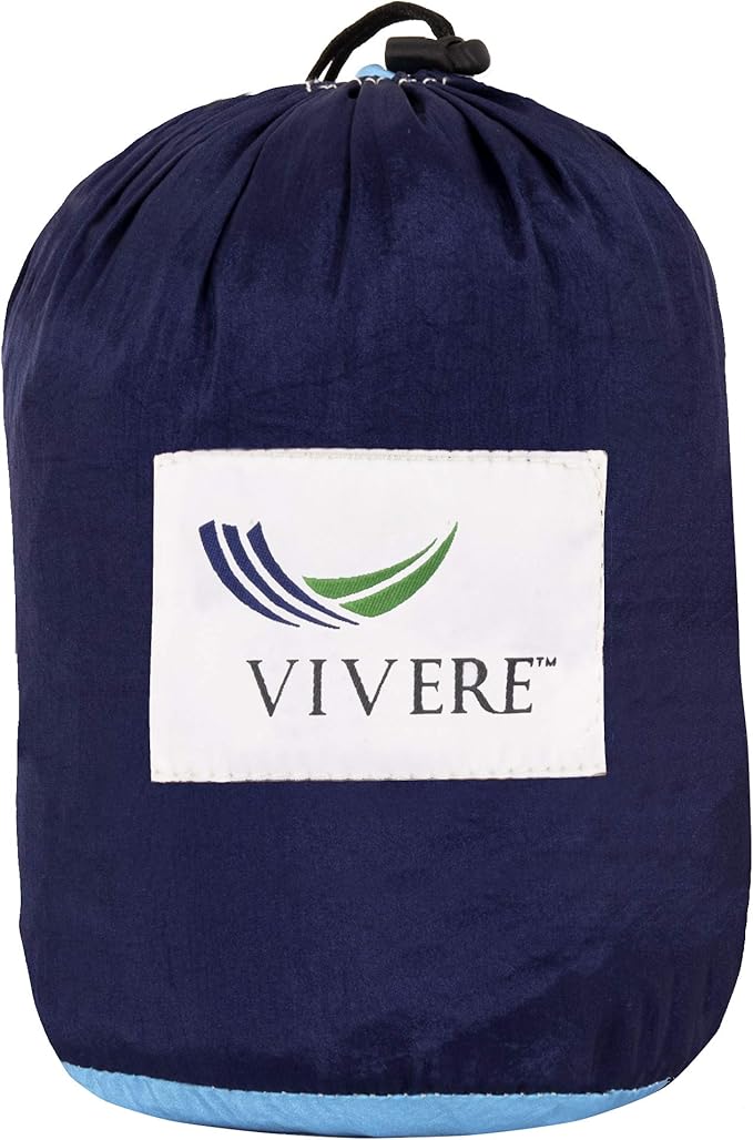 Vivere Double Parachute Camping Hammock, Includes Stuff-Sack (Navy/Turquoise)