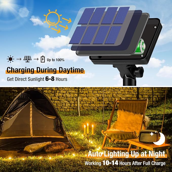btfarm 4 Pack Solar String Lights Outdoor - Total 132FT 320LED Solar Fairy Lights Outside Waterproof 8 Modes, Copper Wire Solar Powered Twinkle Light for Garden Tree Christmas Wedding Party,Warm White