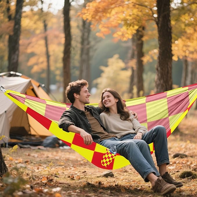 Buffalo Plaid Check Red Yellow 330lb Capacity Hammocks with Tree Straps Indoor Hammock for Outside Patio Garden amacas para patios con Base de adultos