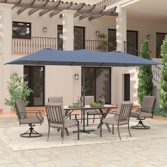 ALAULM 14FT Waterproof Patio Umbrella Outdoor Reversible Rectangular Large Market Umbrella