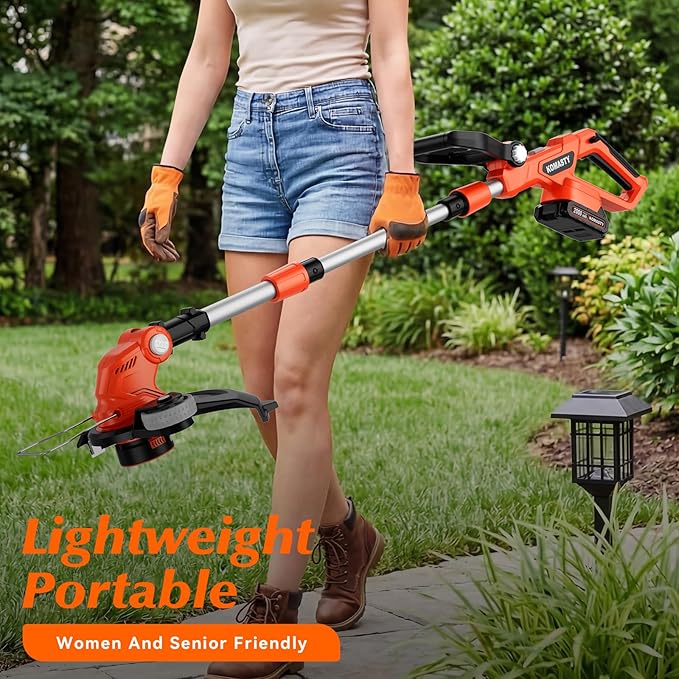 20V Cordless String Trimmer 2 X 2.0Ah Battery Powered with Charger, 12 Inch Lightweight Grass Trimmer Edger Lawn Tool Electric Trimmer Auto Line Feed Grass Cutter Lawn Mower for Small Yard Garden