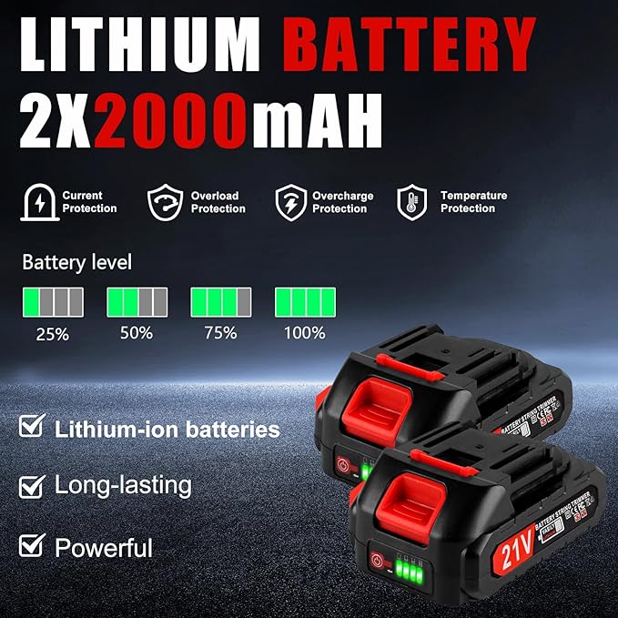 21V Electric Weed Wacker Cordless Electric Weed Wacker Eater with 2 * 4.0Ah Batteries & Charger Lightweight Grass Trimmer Weed Cutter Suitable for Garden & Yard Lawn Care