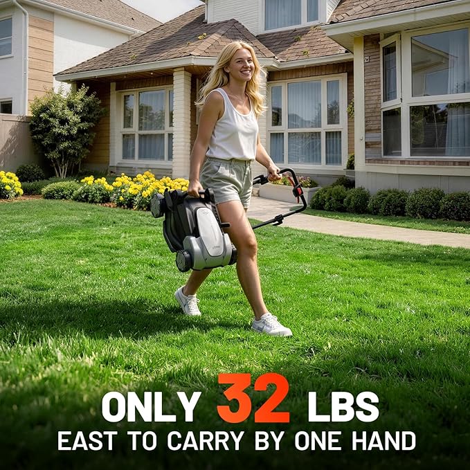 Litheli 40V (2×20V) Electric Lawn Mower 16″, Battery Push Mower with Brushless Motor, 6 Position Height Adjust, 50L Grass Catcher, 2×5.0Ah Batteries & Charger