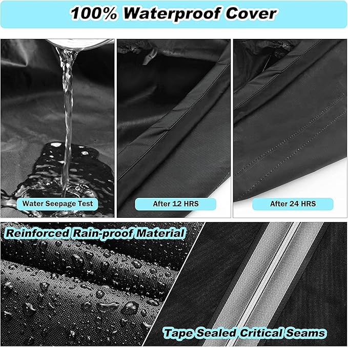Round Patio Table Cover Waterproof, 96.4" Diax27.9" H Heavy Duty Oxford Fabric Outdoor Patio Furniture Cover Patio Table Chair Set Covers for Garden Round Table Dining Set, Black