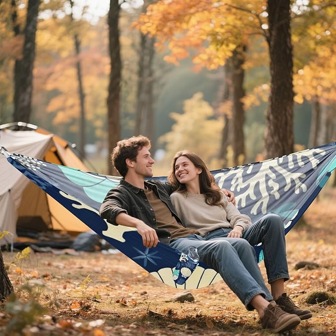 Oceanic Pattern Hammocks for Camping with Portabl Carry Bag Portable Hammock Indoor Outdoor Patio