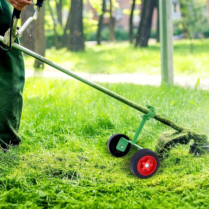 Fabbay Adjustable Support Wheels Auxiliary Wheels 26mm(1 Inch) and 28mm(1.1 inch) Weed Walk Behind String Trimmer for Weed Grass Cutter Gas String Trimmer(Green)