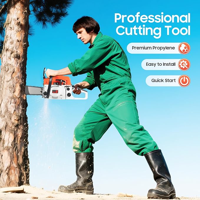 Gas Chainsaw, 2 Stroke Gas Powered Chainsaw, Gasoline Chainsaw Handheld Cordless Petrol Chain Saws for Tree Cutting, Gardens, Farms (20 Inch 52CC)