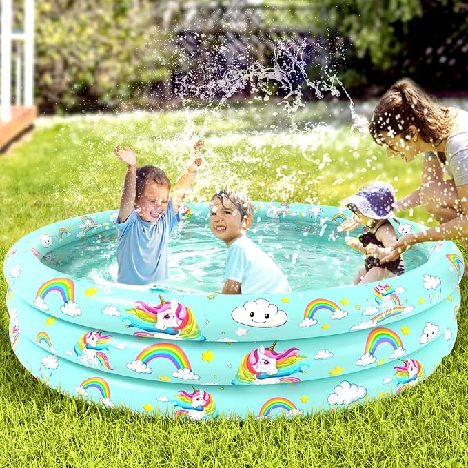 Jasonwell Inflatable Baby Kiddie Pool - Toddler Pool Kids Paddling Baby Swimming Pools Blow Up Ball Pit Infant Wading Pools for Backyard Piscina Inflable para Niños (59in Unicorn)