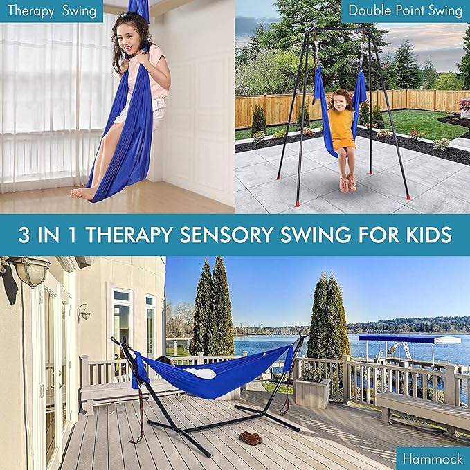 Sensory Swing for Adults Therapy Swing for Kids Indoor Outdoor Soothing Calming Snuggle Hammock Durable Soft Fabric Swing Help Children with Sensory Needs